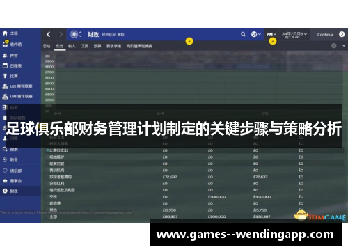足球俱乐部财务管理计划制定的关键步骤与策略分析 足球俱乐部财务管理计划制定的关键步骤与策略分析